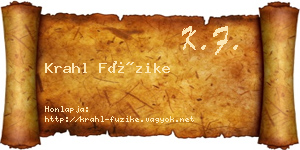 Krahl Füzike névjegykártya